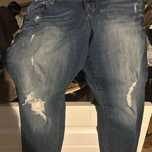 torrid Blue Distressed Boyfriend Jeans